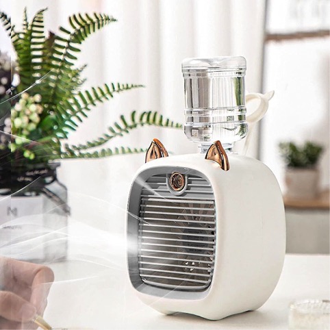Ventilador Inalámbrico Con Humidificador Color Gris