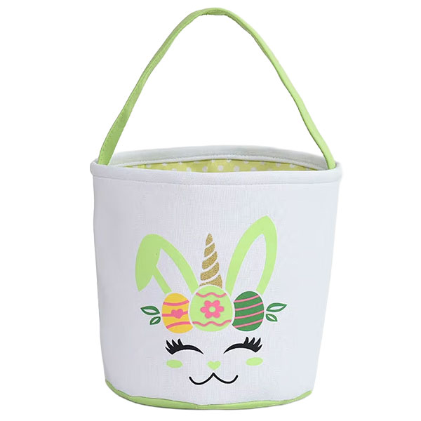 Canasta de Conejo Unicornio Blanco y Verde