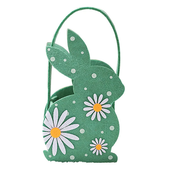 Canasta de Conejo Verde con Flores