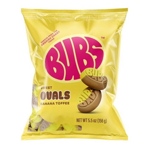Bubs Swedish Candy Sweet Ovals Banana Toffee