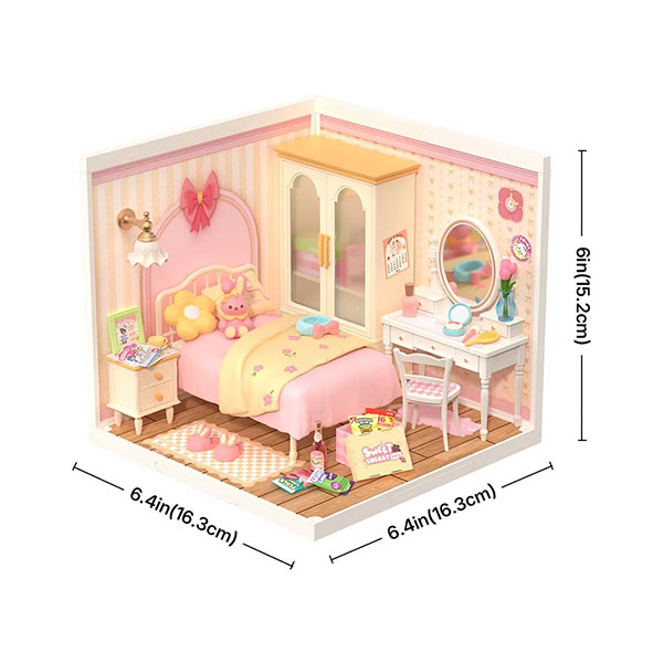 Kit de Mini Casa DIY Rolife – Lovely Pink Bedroom - Imagen 3