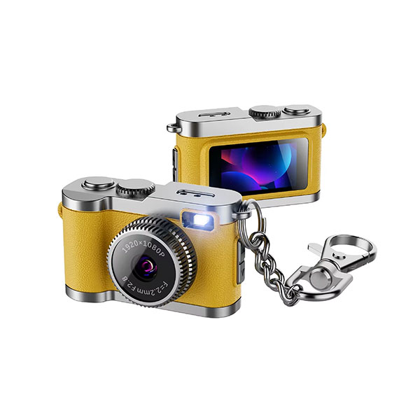 Llavero - Mini Cámara Digital Retro Amarillo